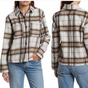 Sz Medium Anthropologie MELLÓDAY Plaid Flannel Shacket Grandpacore Dadcore